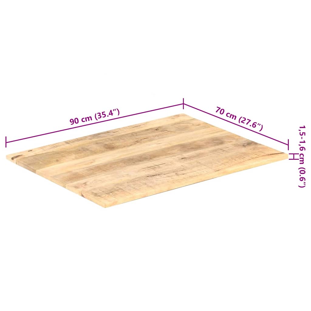 Table Top Solid Mango Wood 15-16 mm 90x70 cm