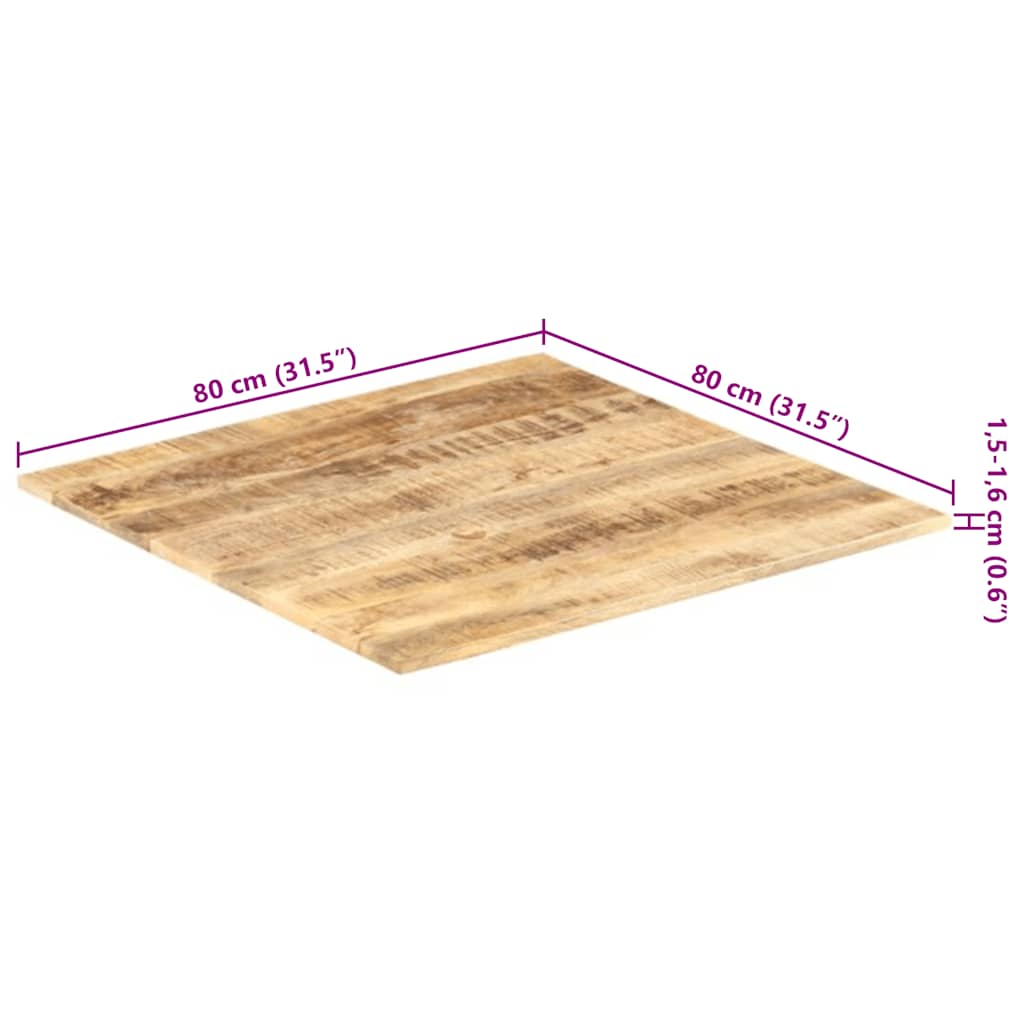 Table Top Solid Mango Wood 15-16 mm 80x80 cm