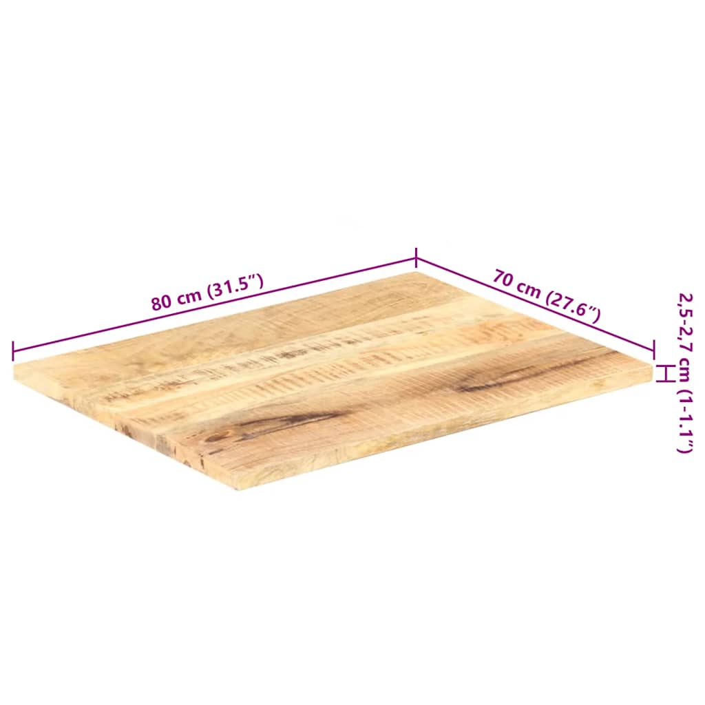 Table Top Solid Mango Wood 25-27 mm 80x70 cm