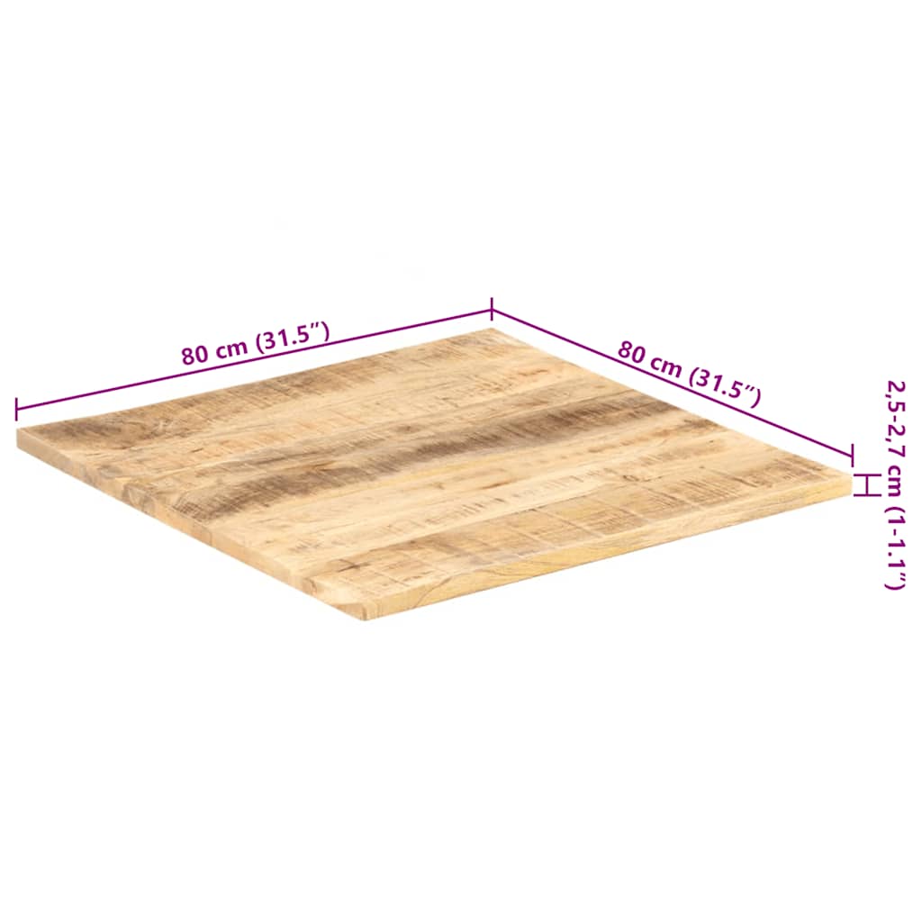 Table Top | Natural wood | Solid mango wood | 80x80 cm | Durable