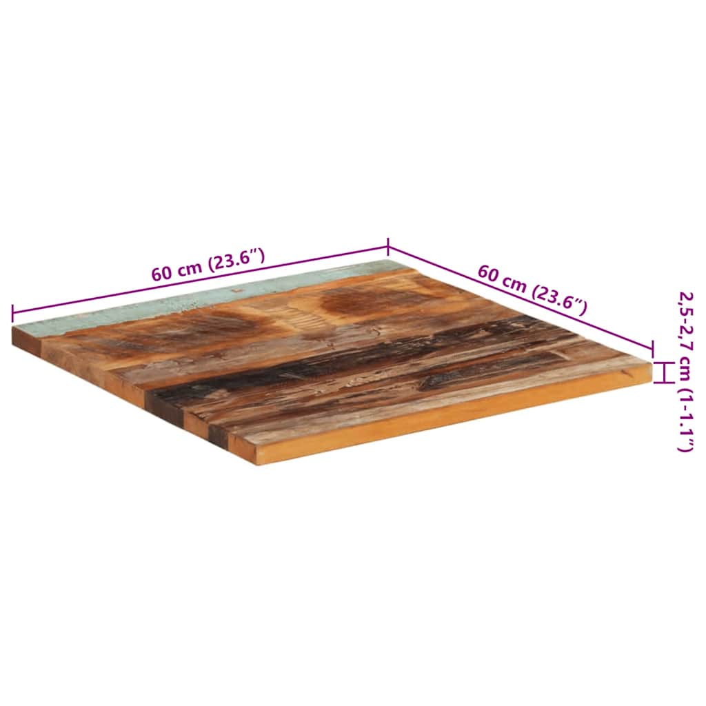 Square Table Top 60x60 cm 25-27 mm Solid Reclaimed Wood