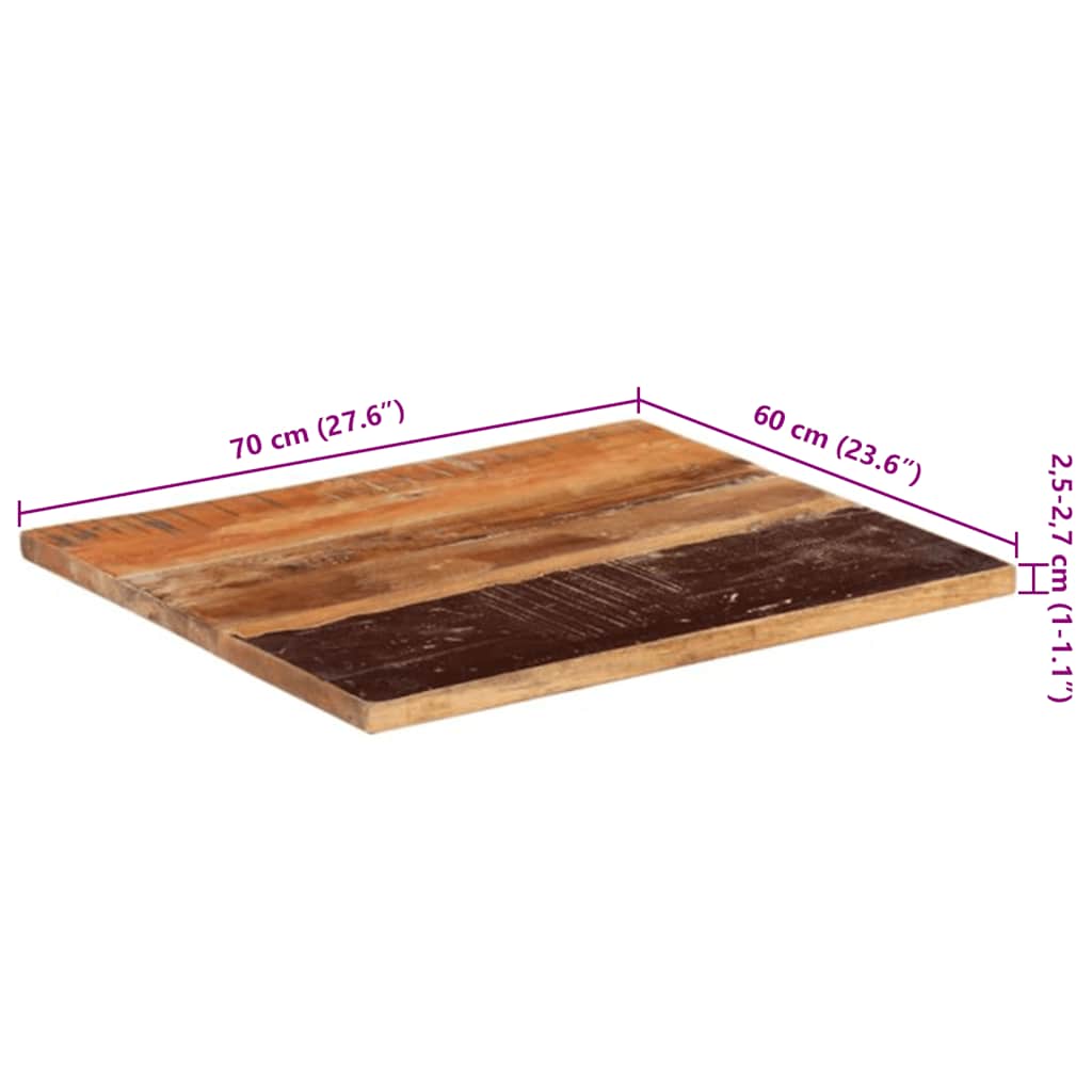 Rectangular Table Top 60x70 cm 25-27 mm Solid Reclaimed Wood