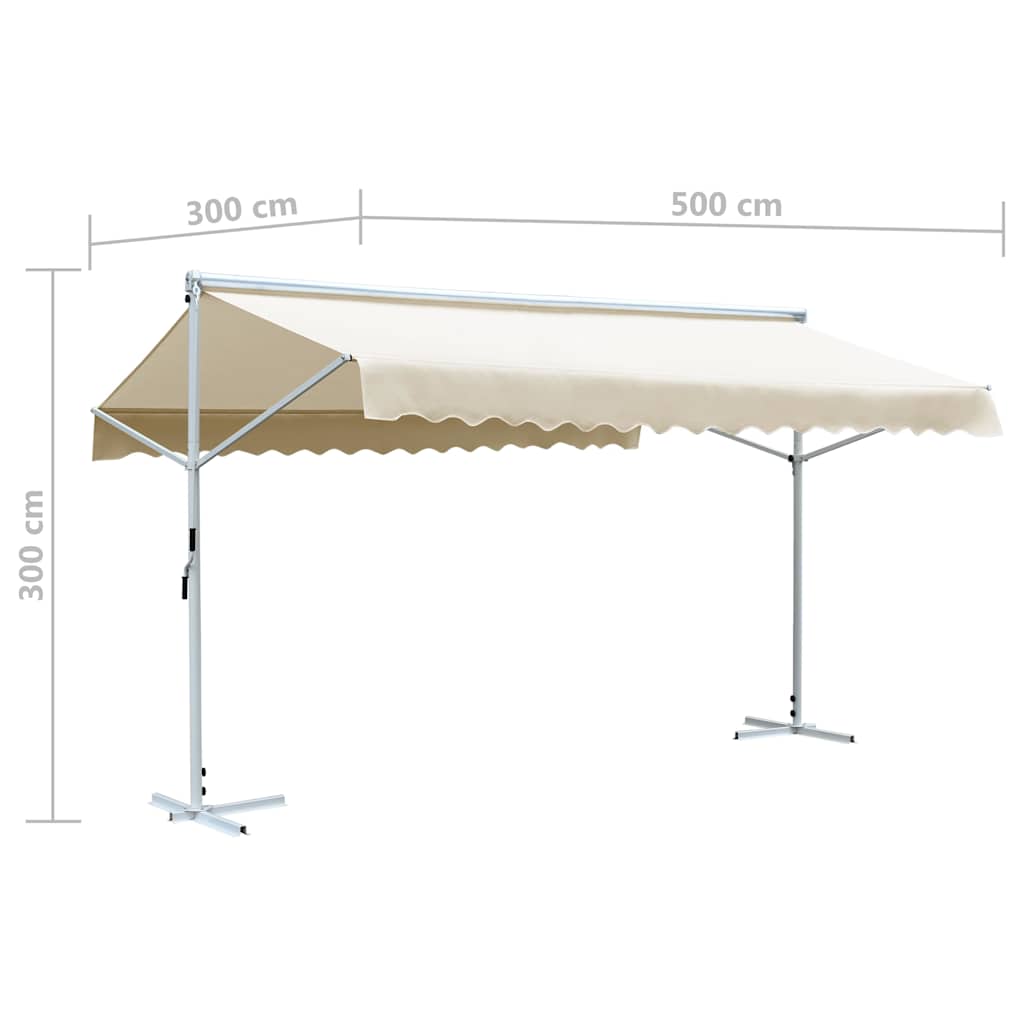 Awning | Cream | Powder-coated steel | Large | Foldable | Awning