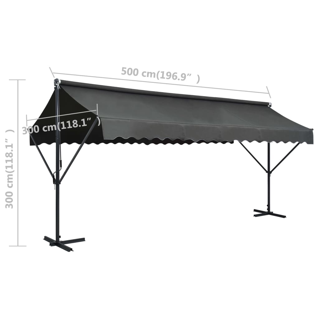 Awning Anthracite Powder-coated steel, 100% polyester 197 x 118 in