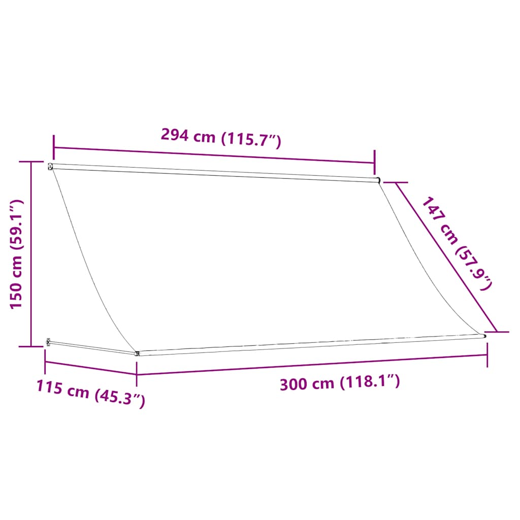 Awning | Orange and brown | Steel | 300 x 150 cm | Retractable | Awning