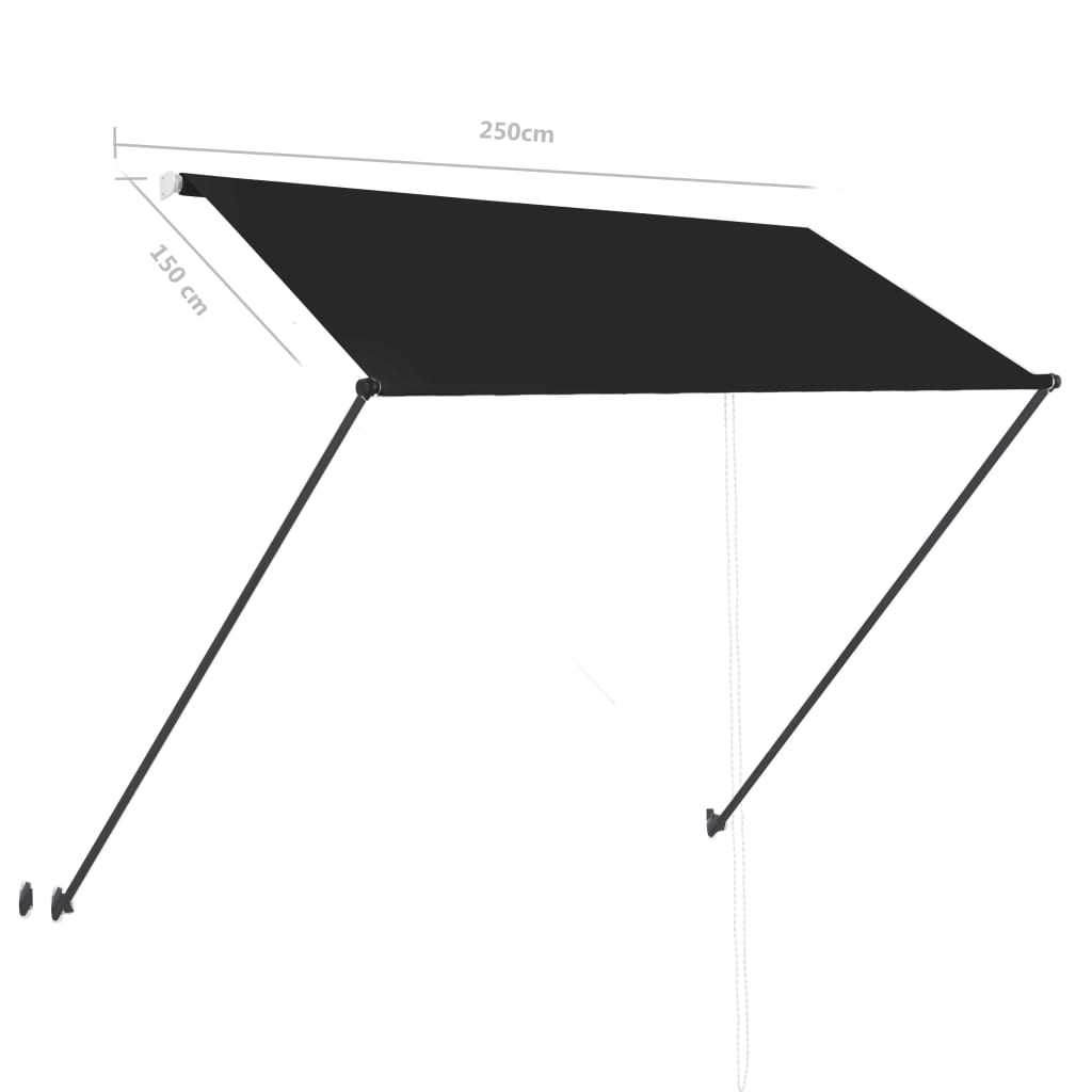 Retractable Awning with LED 250x150 cm Anthracite