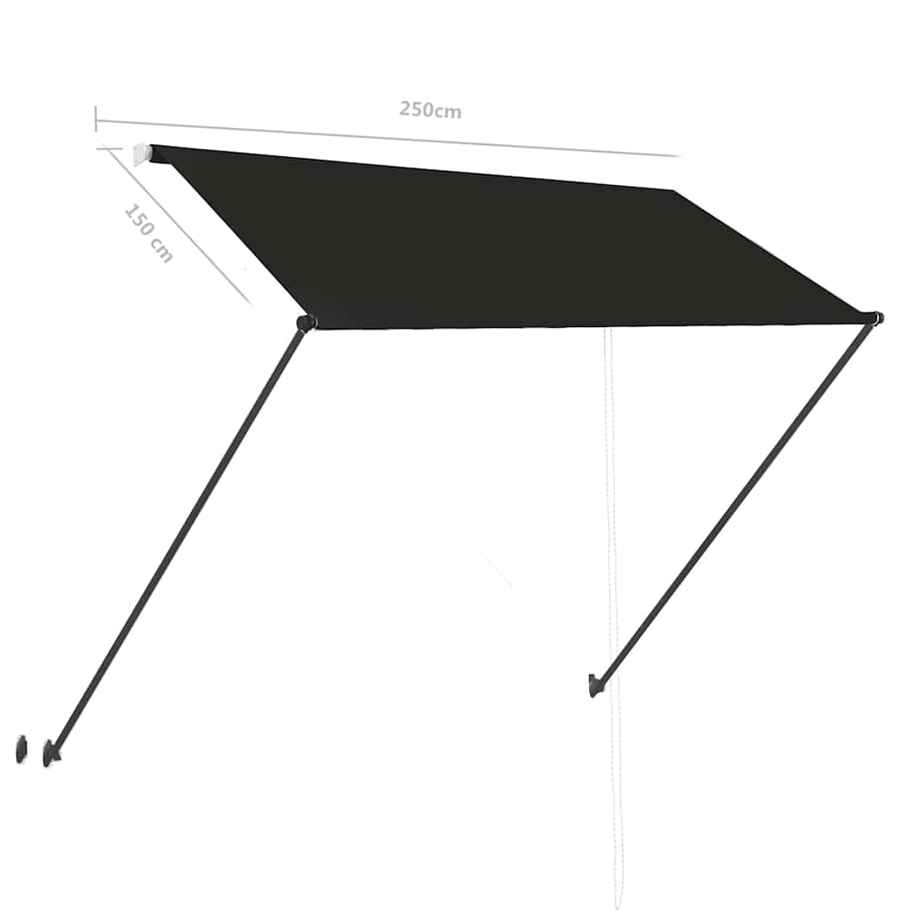 Awning | Anthracite | Steel, Polyester with PA coating | 250 x 150 cm