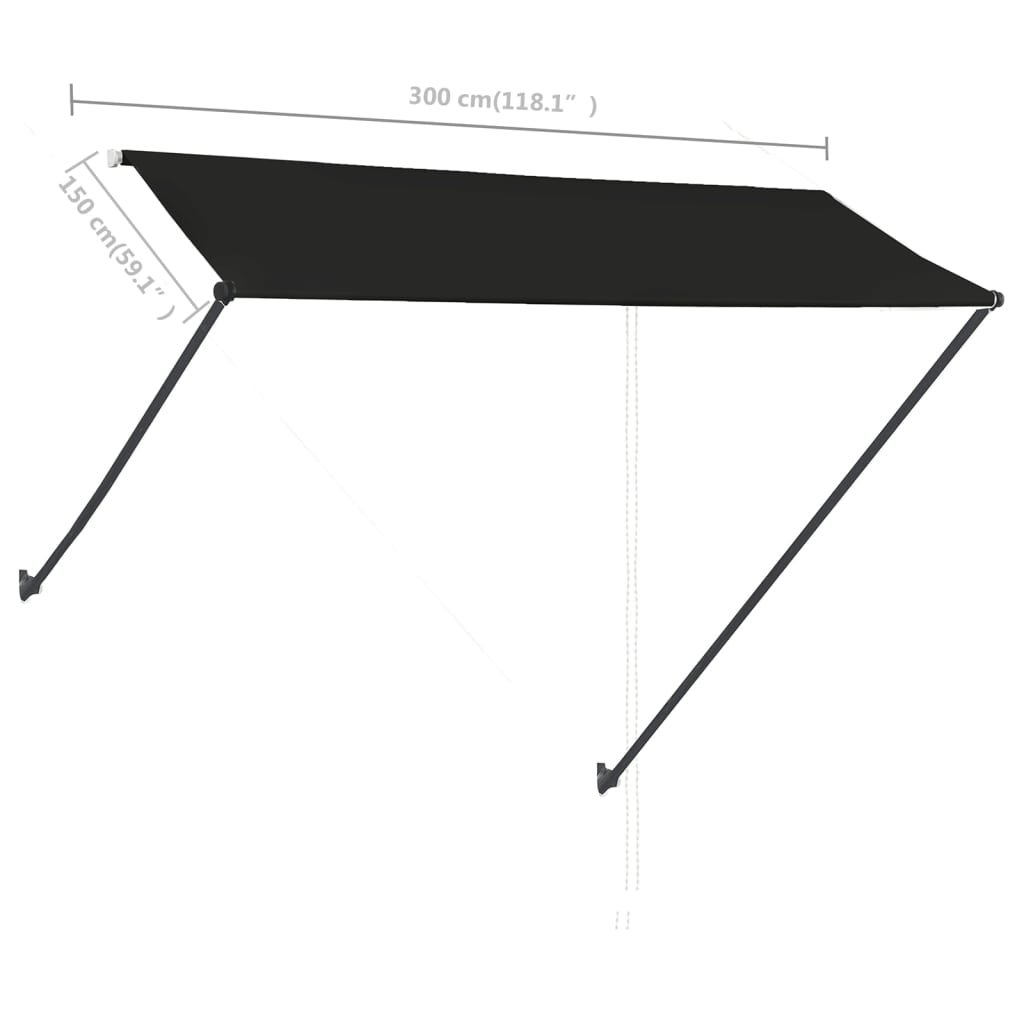 Awning | Anthracite | Steel | 300x150 cm | Adjustable Armrests | Awning