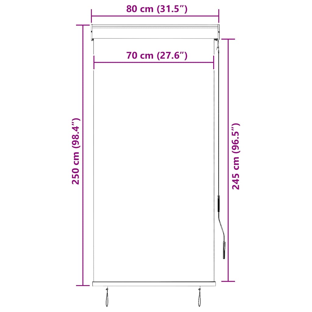 Outdoor Roller Blind | Cream | Polyester with PA coating | 80x250 cm