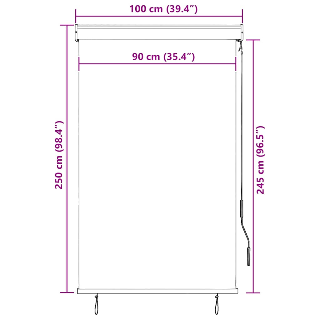 Outdoor Roller Blind 100x250 cm Yellow and Blue