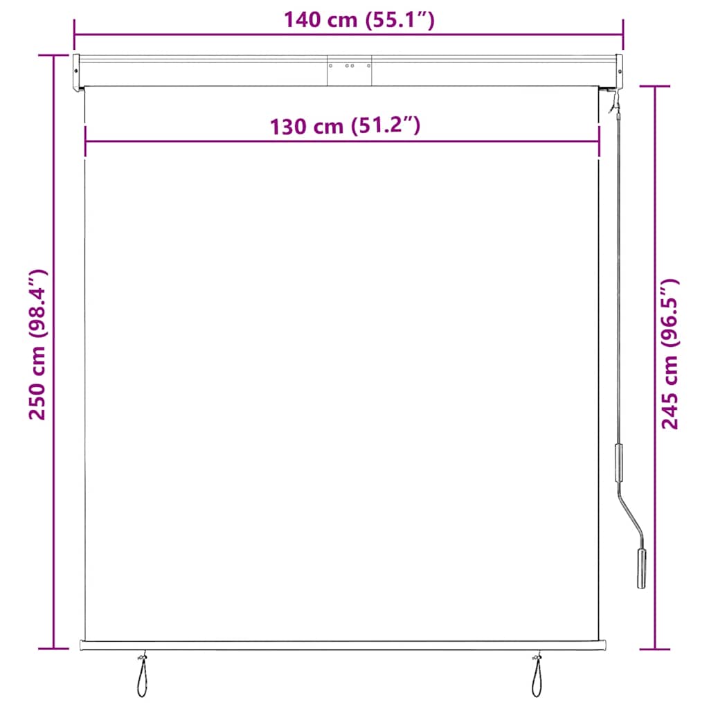 Outdoor Roller Blind 140x250 cm Blue and White