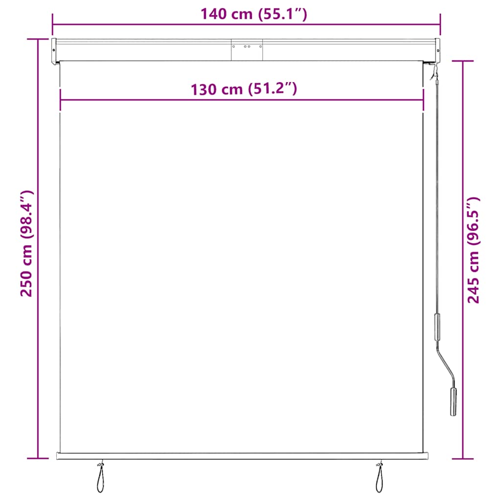 Outdoor Roller Blind 140x250 cm Yellow and Blue
