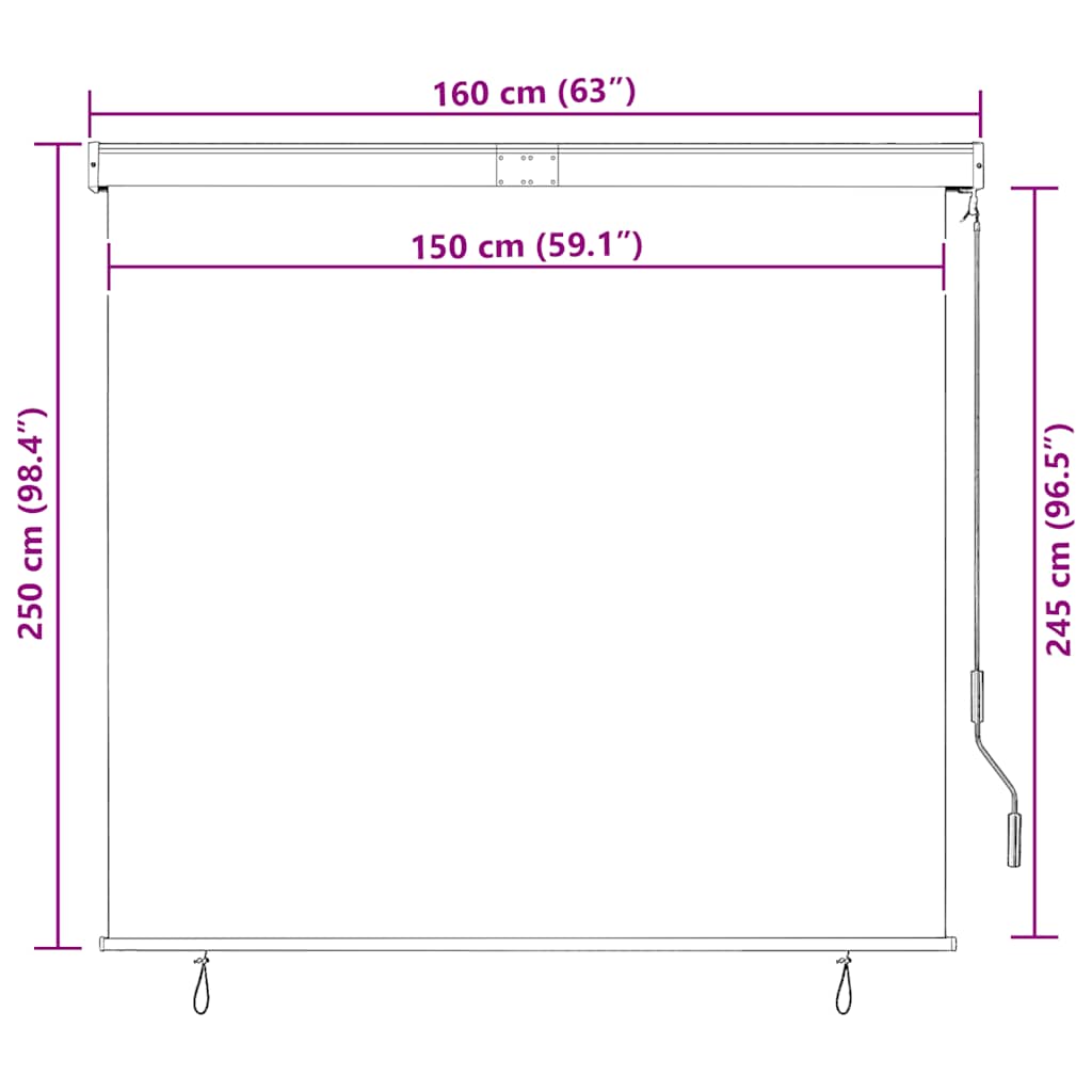 Outdoor Roller Blind 160x250 cm White and Orange