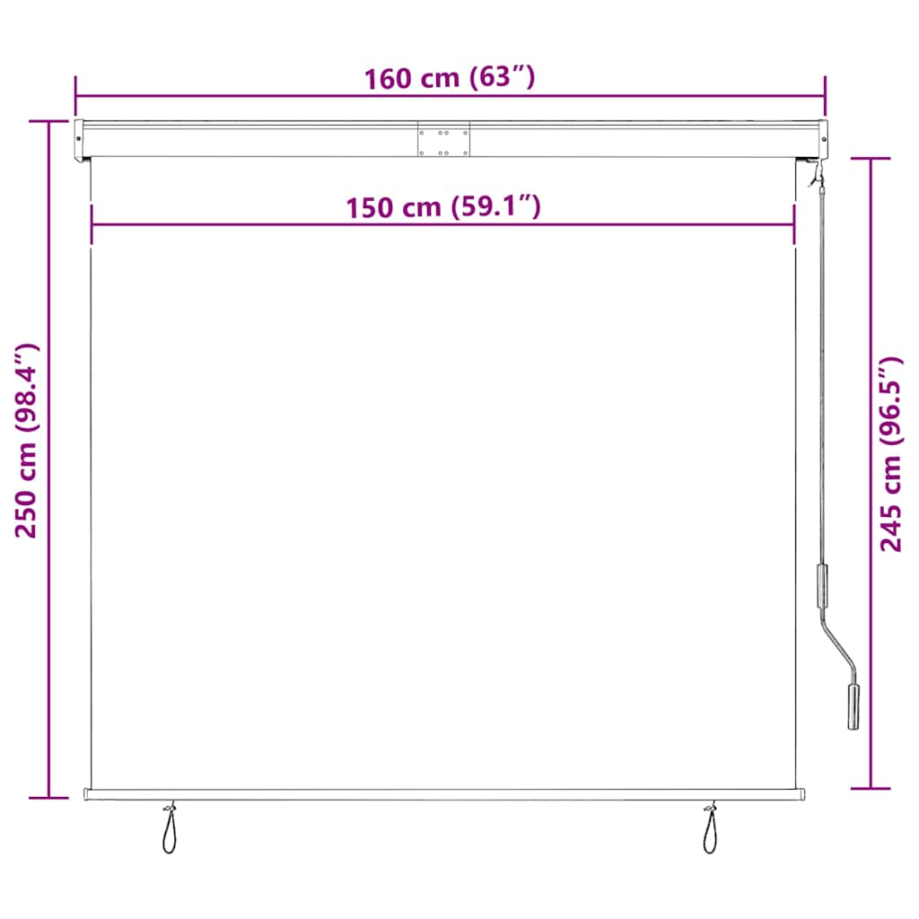 Outdoor Roller Blind 160x250 cm Orange and Brown