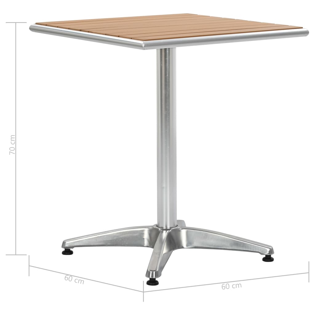 Garden Table Silver 60x60x70 cm Aluminium and WPC