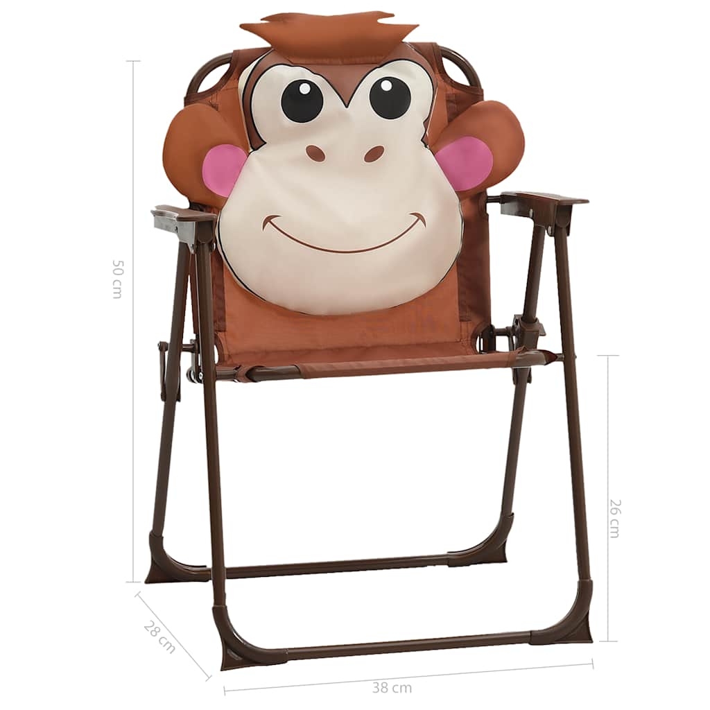Garden Table And Chair | Brown | Steel, Polyester | Kid-sized | Foldable