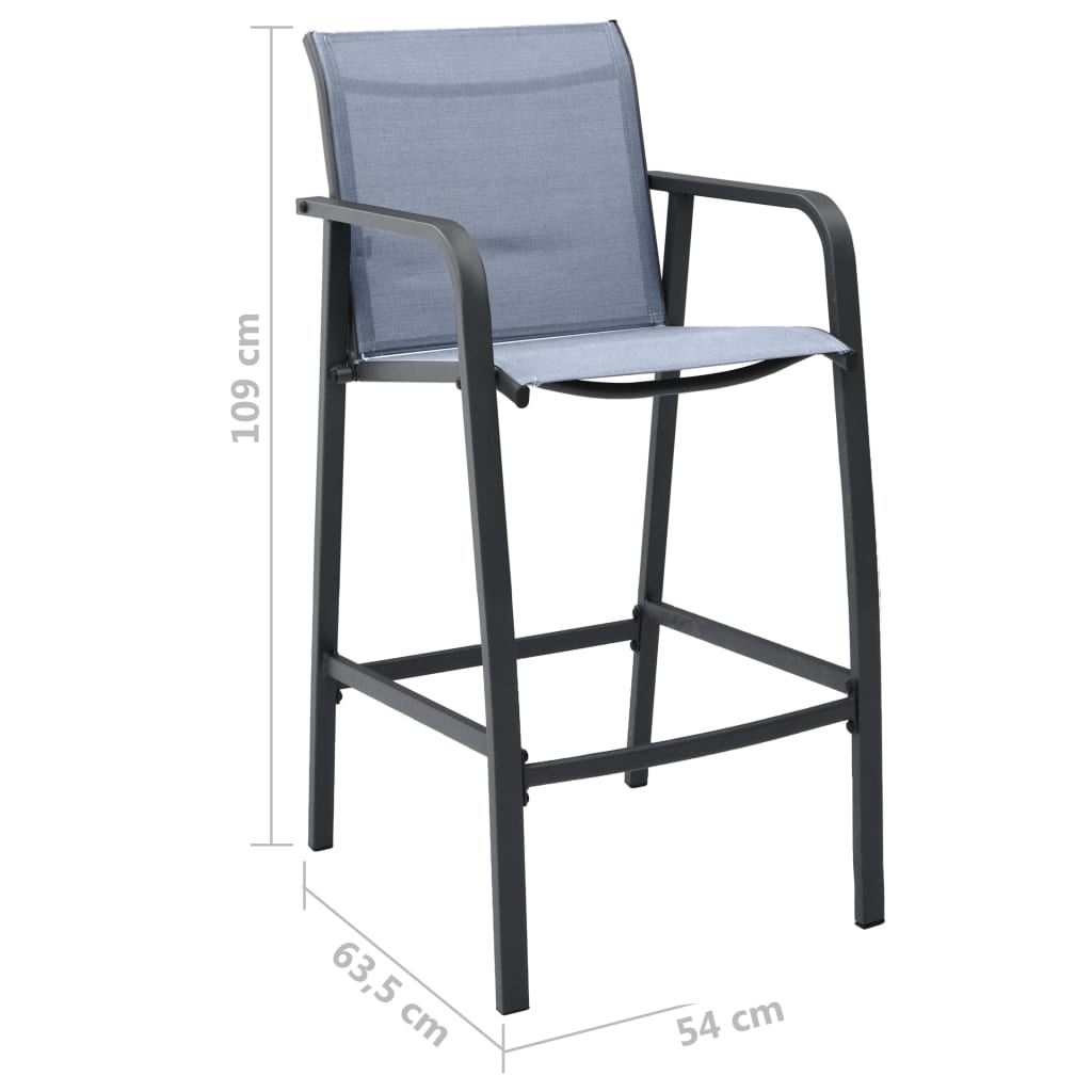 Garden Bar Chair | Set of 4 | Grey | Textilene, Steel | Standard
