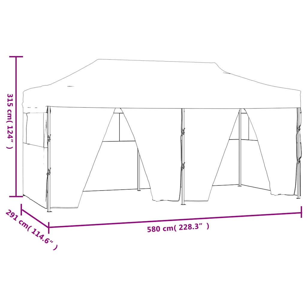 Professional Folding Party Tent with 4 Sidewalls 3x6 m Steel Cream