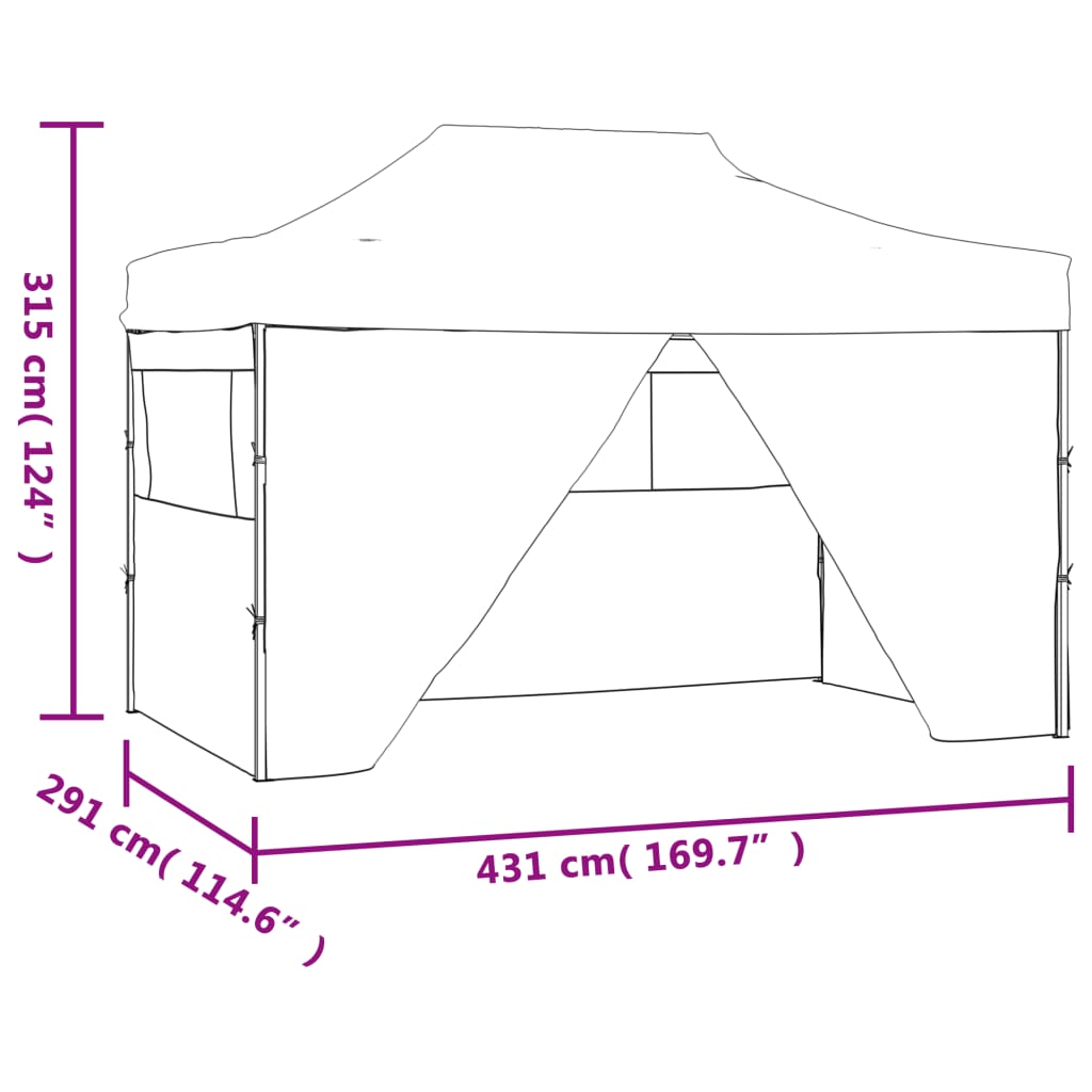 Foldable Party Tent with 4 Sidewalls 3x4.5 m White