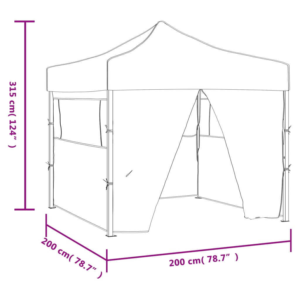 48888 vidaXL Professional Folding Party Tent with 4 Sidewalls 2x2 m Steel White