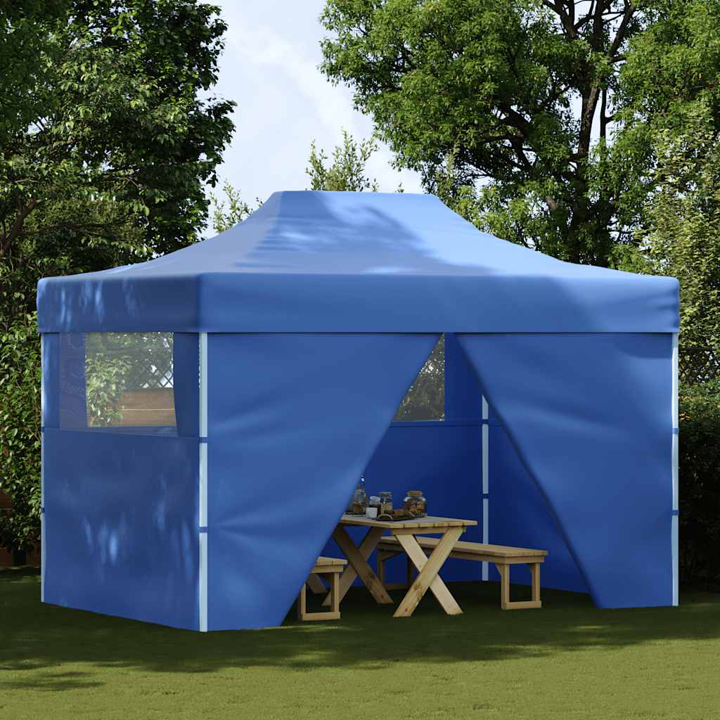 Professional Folding Party Tent with 4 Sidewalls 3x4 m Steel Blue