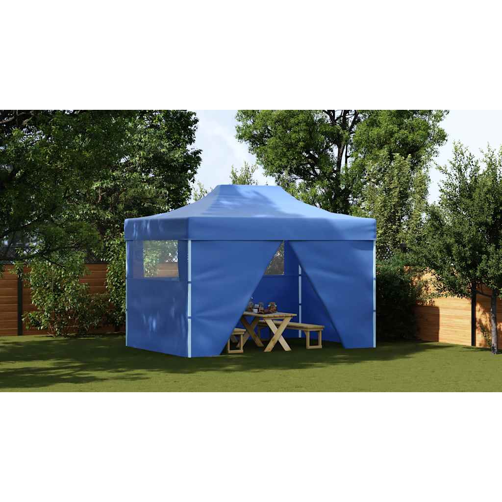Professional Folding Party Tent with 4 Sidewalls 3x4 m Steel Blue