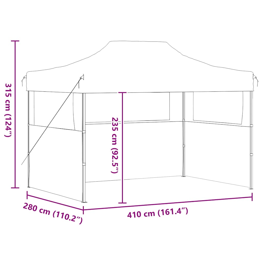 Professional Folding Party Tent with 3 Sidewalls 3x4 m Steel Cream