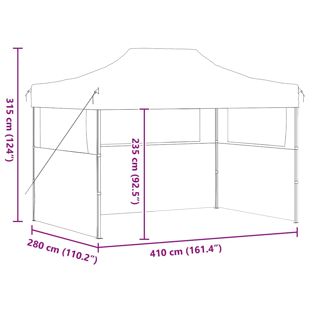 Professional Folding Party Tent with 3 Sidewalls 3x4 m Steel Cream