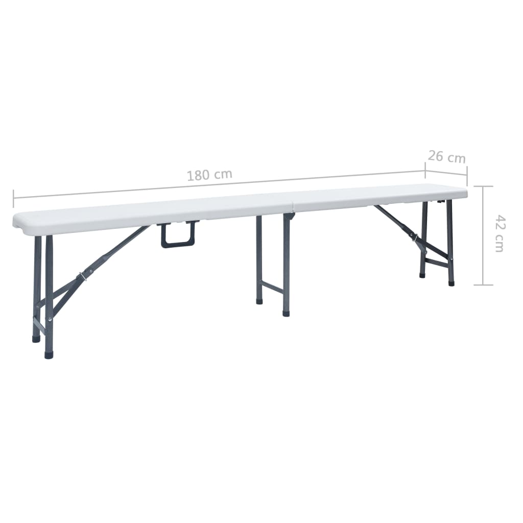 Patio Bench | Set of 2 | White, Black | Steel, HDPE | Large | Foldable
