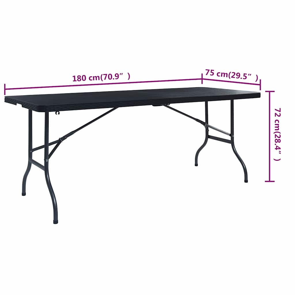 Folding Camping Table | Black | HDPE, Powder-coated steel | Large