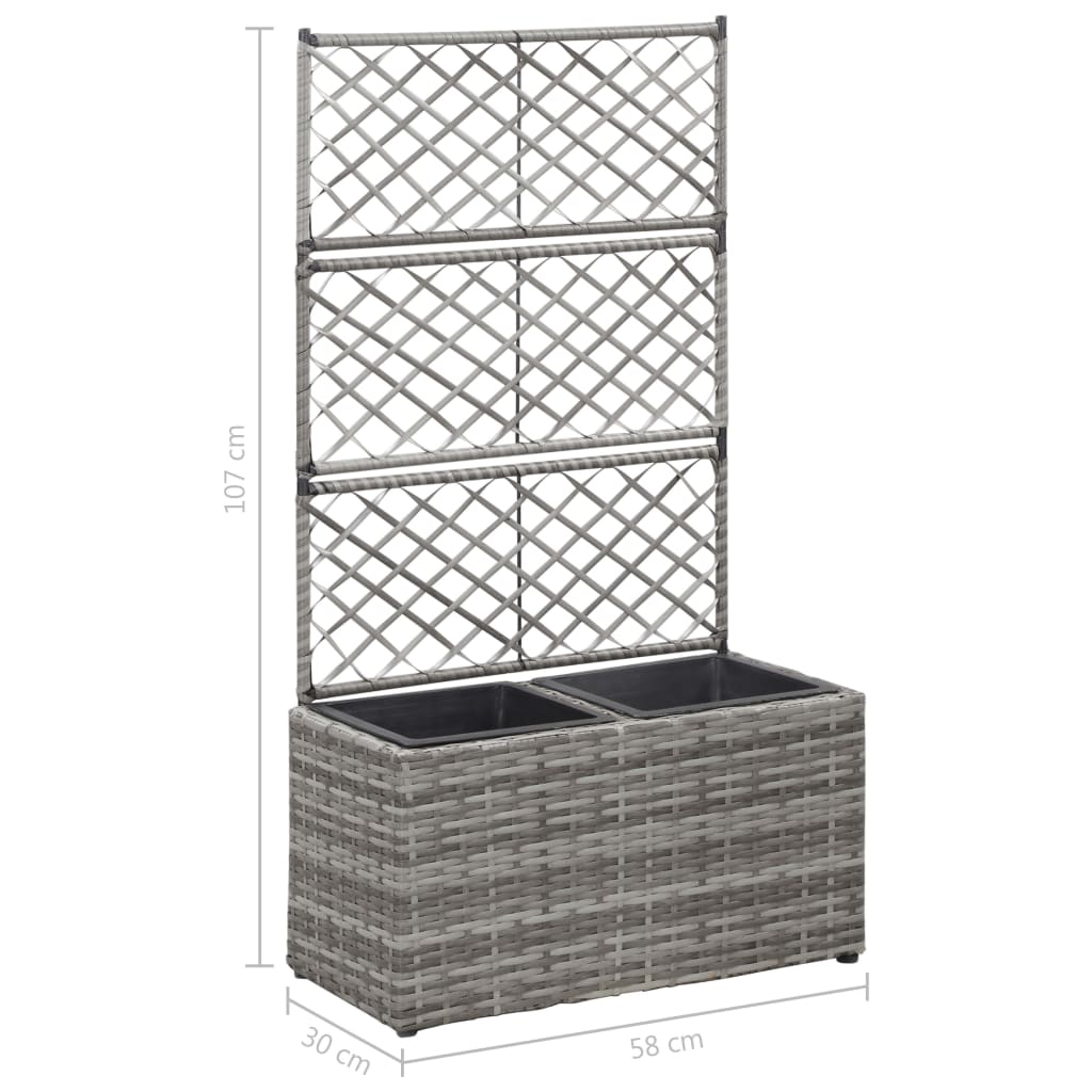 Raised Bed | Grey | Poly rattan and plastic | 58 x 30 x 107 cm