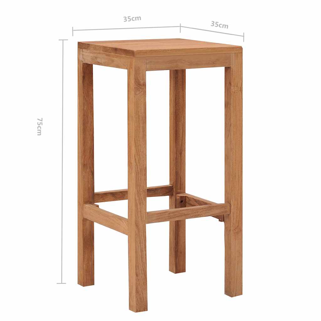 Bar Stool | Set of 4 | Natural Wood | Solid Teak Wood | Durable