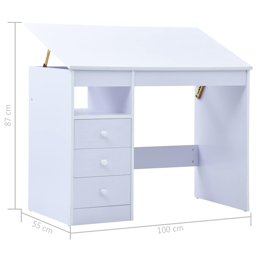 287448 vidaXL Children Drawing Study Desk Tiltable White