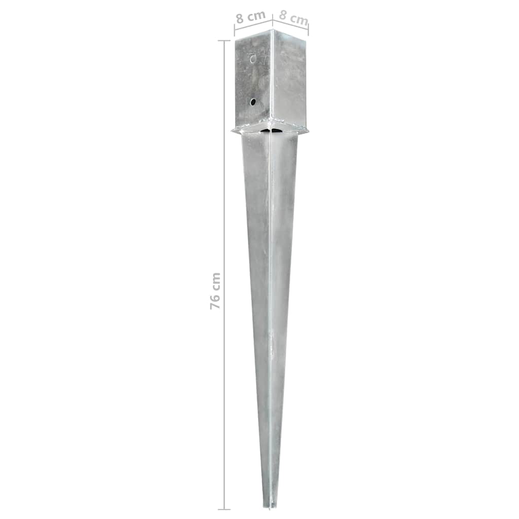 Ground Spikes 12 pcs Silver 8x8x76 cm Galvanised Steel
