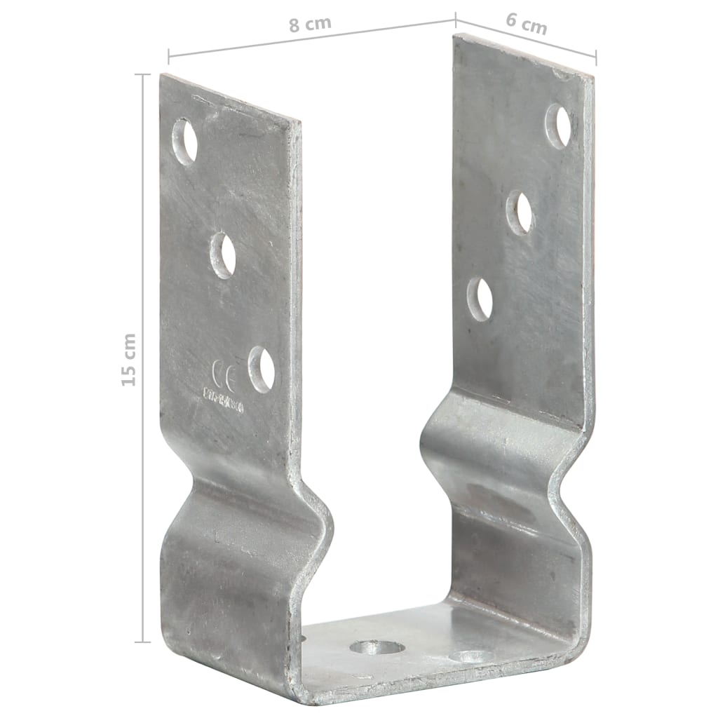 Fence Anchors 12 pcs Silver 8x6x15 cm Galvanised Steel