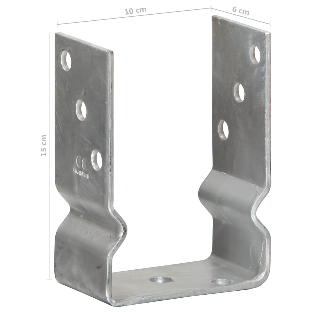 Fence Anchors 6 pcs Silver 10x6x15 cm Galvanised Steel