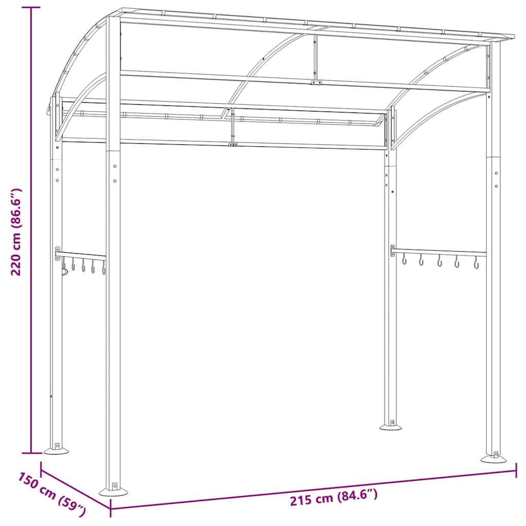 BBQ Gazebo 84.6"x59.1"x86.6" Anthracite Steel