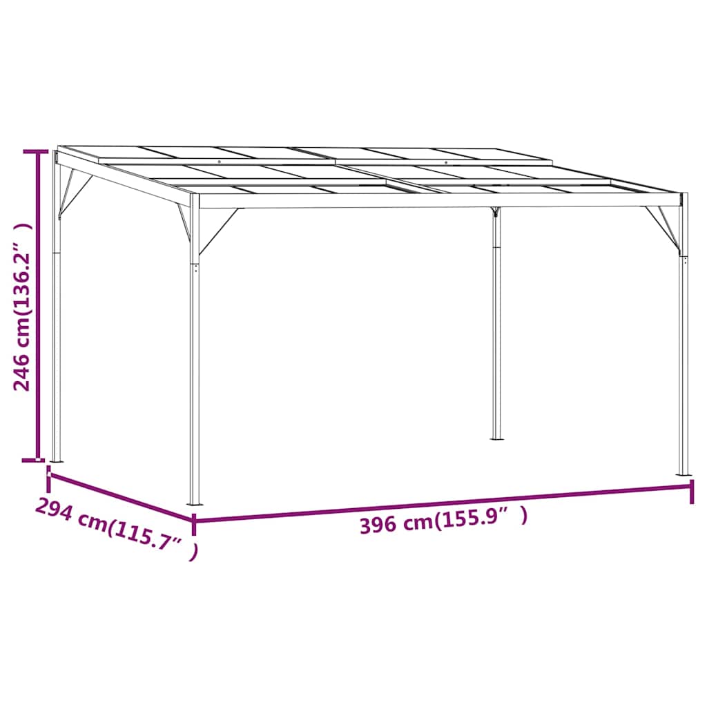 Gazebo with Roof Anthracite 4x3x2.5 m Aluminium and Steel