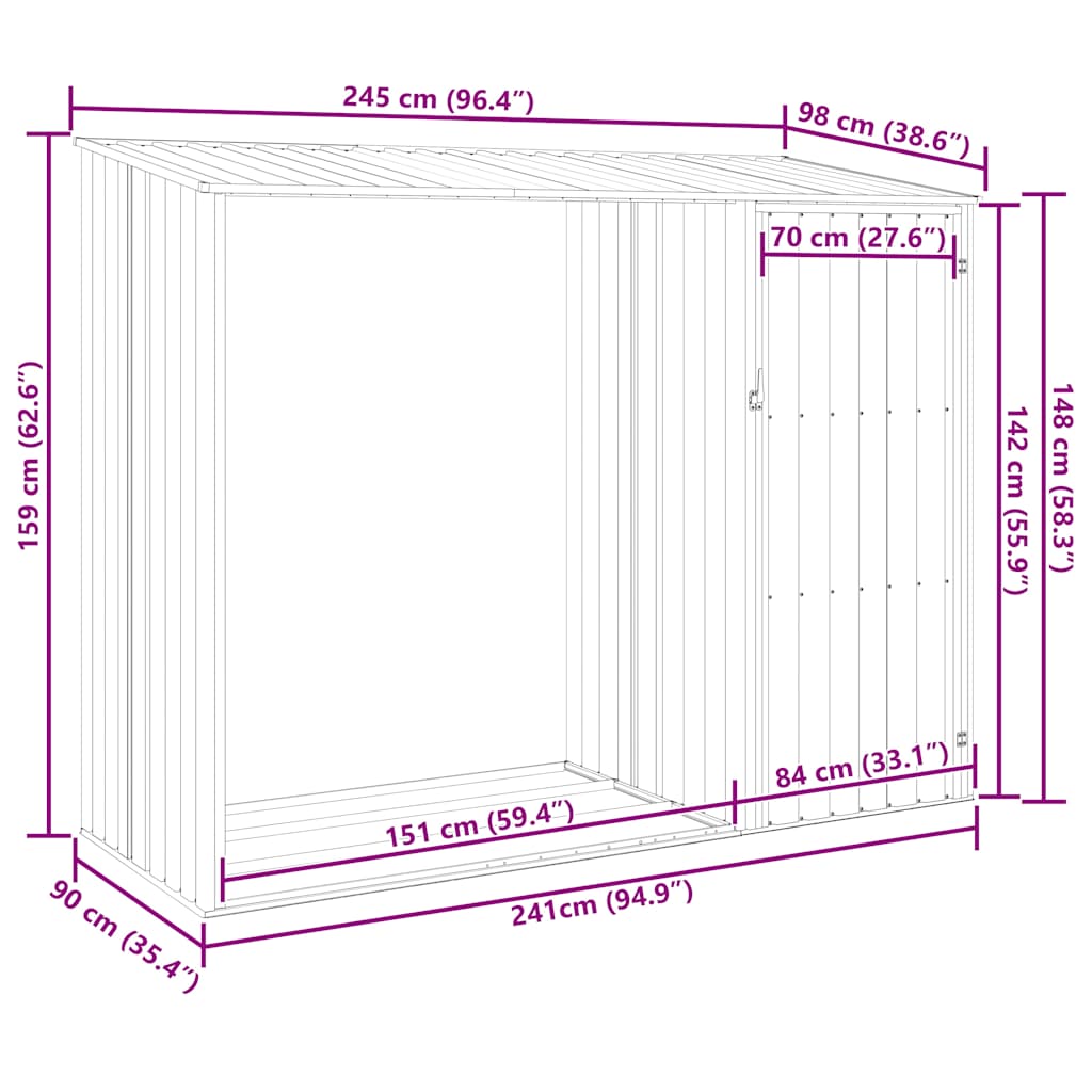 Garden Shed | Anthracite | Galvanised Steel | Medium | Garden Shed
