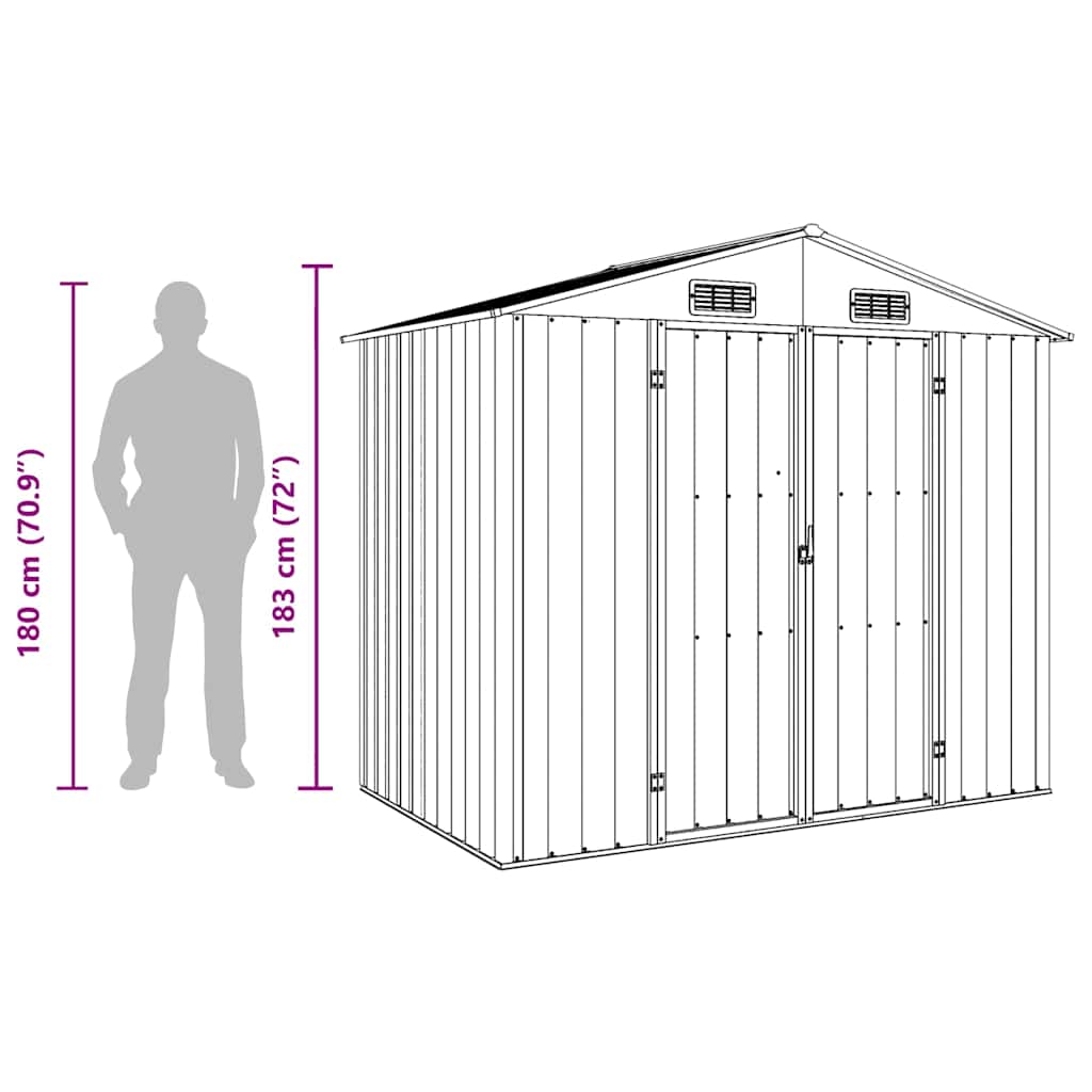 Garden Shed | Green | Galvanised steel | 205x129x183 cm | Durable