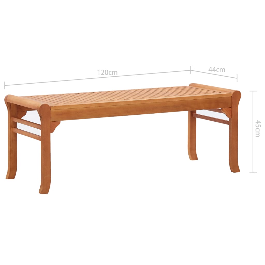 Bench | Natural Wood | Solid Eucalyptus Wood | 2-Seater | Durable