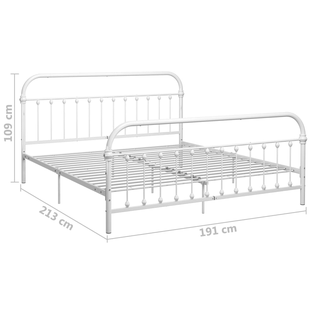 Bed Frame | White | Metal | Super King | Durable | Bed Frame