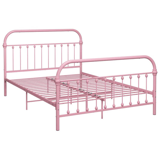 Bed Frame | Pink | Metal | Double | Durable | Bed Frame | Rectangular