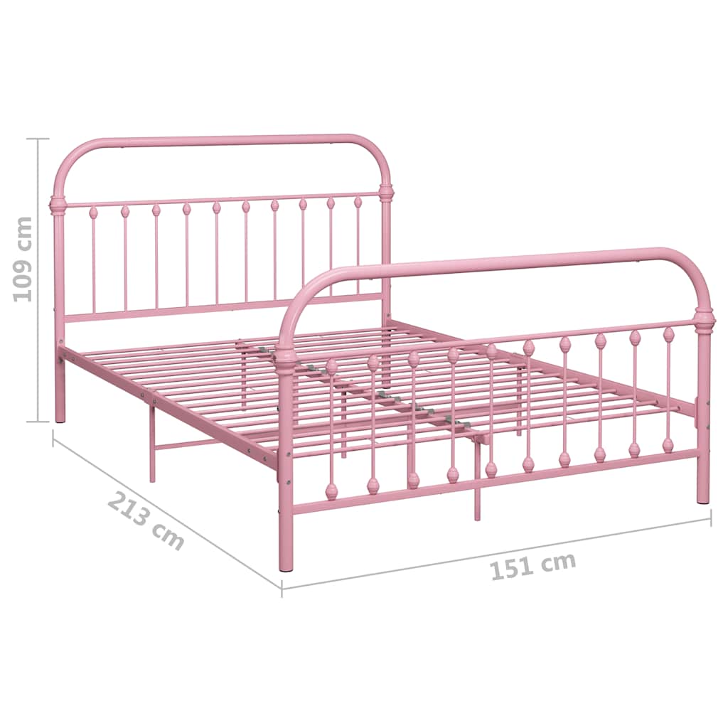 Bed Frame | Pink | Metal | Double | Durable | Bed Frame | Rectangular