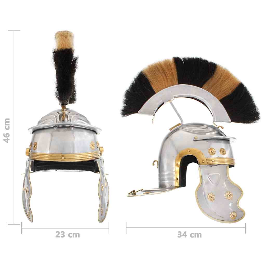 286119 vidaXL Roman Soldier Helmet Antique Replica LARP Silver Steel