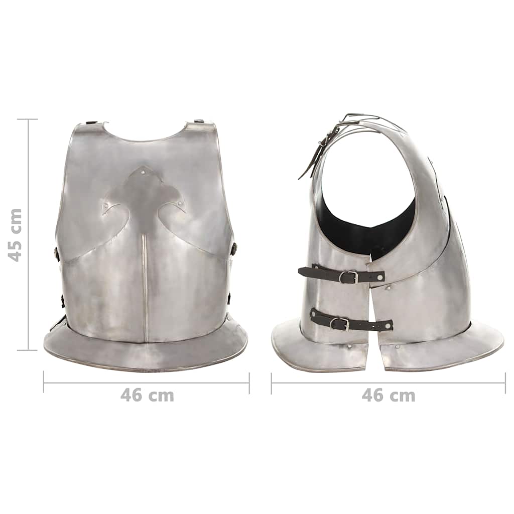 286122 vidaXL Medieval Knight Body Armour Cuirass Replica LARP Silver Steel