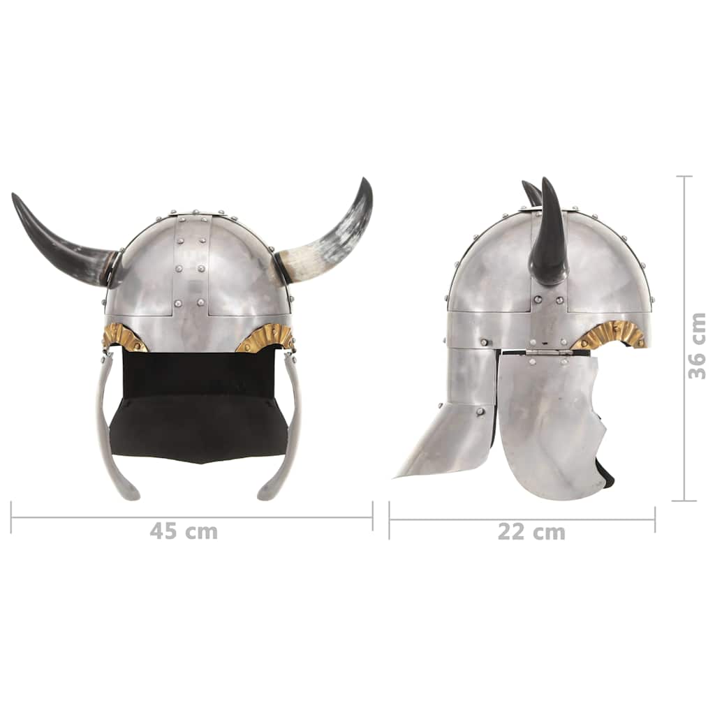 286205 vidaXL Fantasy Viking Helmet LARP Silver Steel