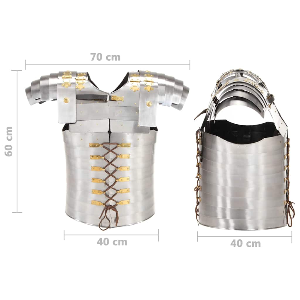 286208 vidaXL Roman Soldier Body Armour Replica LARP Silver Steel
