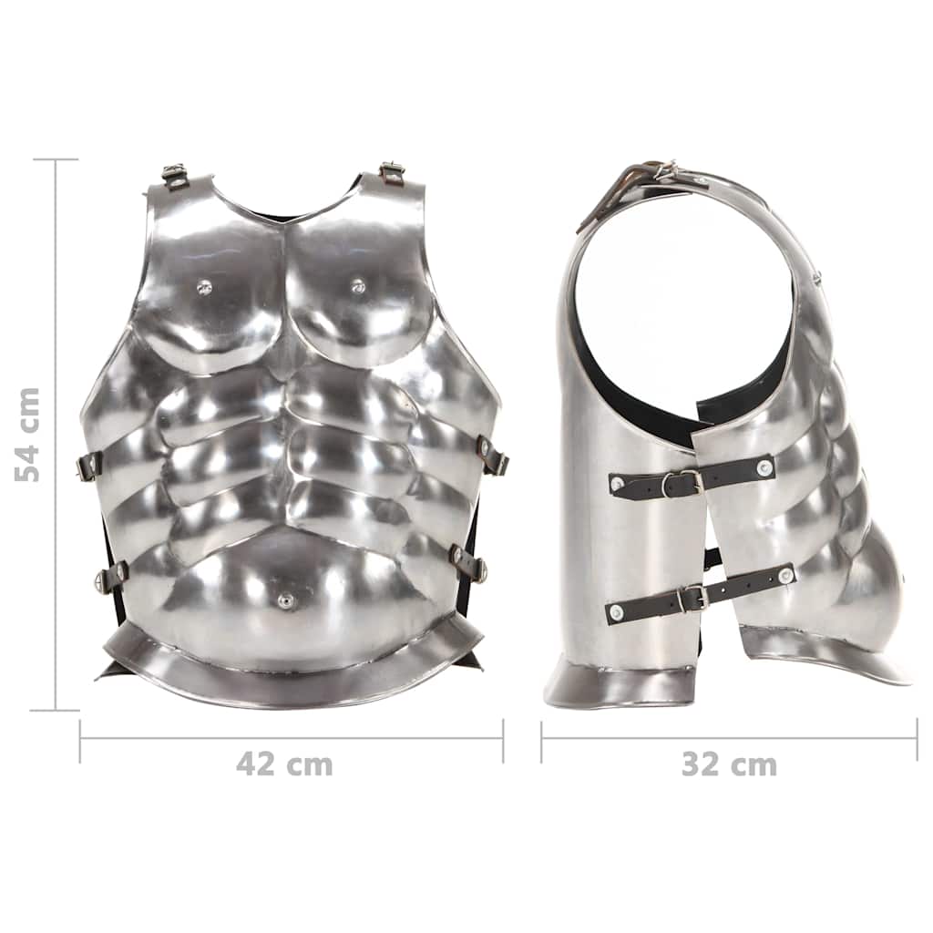286209 vidaXL Roman Soldier Body Armour Cuirass Replica LARP Silver Steel