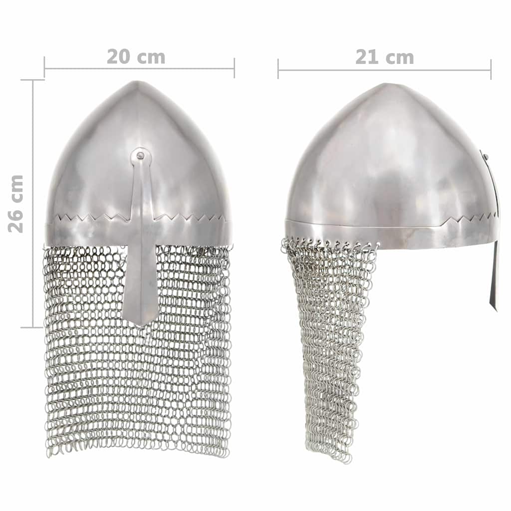 286211 vidaXL Knight Helmet Antique Replica LARP Silver Steel